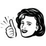 Young Woman Showing Thumbs Up Retro Sticker