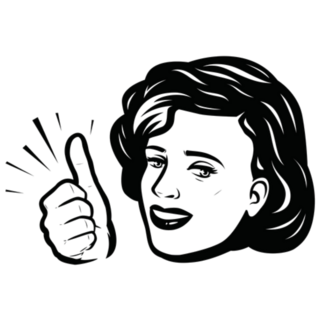 Young Woman Showing Thumbs Up Retro Sticker