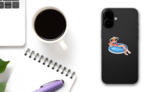 Young Woman Swimming Inflatable Ring Rest Sticker on a Phone (New) example