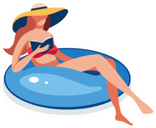 Young Woman Swimming Inflatable Ring Rest Sticker