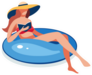 Young Woman Swimming Inflatable Ring Rest Sticker