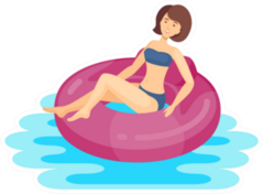 Young Woman Swims In An Inflatable Ring Sticker