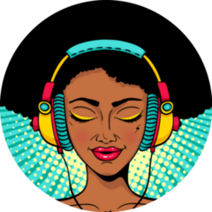Young Woman With Closed Eyes Listening To Music Sticker