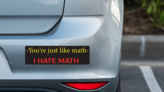 Youre Just Like Math Bumper Sticker on a Grey Car Bumper example