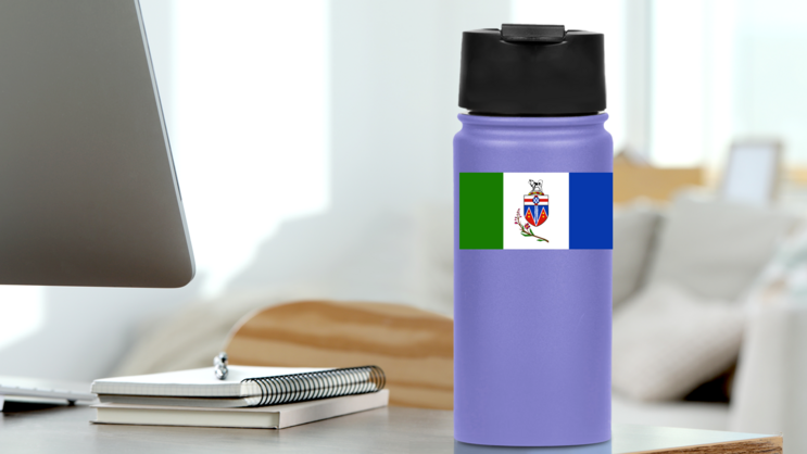 Yukon Flag Sticker on a Water Bottle (New) example