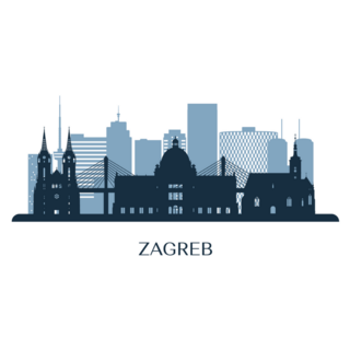 Zagreb Skyline, Monochrome Sticker