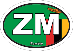 Zambia Zm Flag Oval Sticker