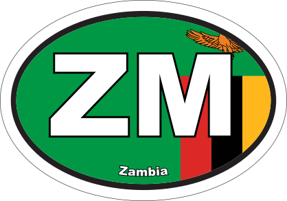 Zambia Zm Flag Oval Sticker
