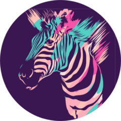 Zebra Animal On Dark Purple Sticker