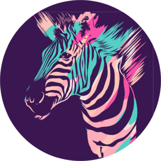 Zebra Animal On Dark Purple Sticker