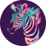 Zebra Animal On Dark Purple Sticker