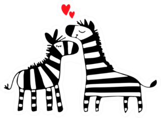 Zebra Couple In Love Sticker