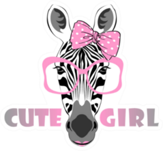 Zebra In Pink Glasses With Bow Cute Girl Sticker