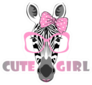 Zebra In Pink Glasses With Bow Cute Girl Sticker