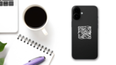 Zebra Print / Hand Drawn Pattern Sticker on a Phone (New) example