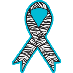 Zebra Print Ribbon Rare Diseases Blue Sticker