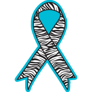 Zebra Print Ribbon Rare Diseases Blue Sticker