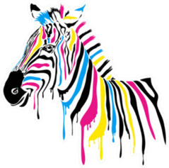 Zebra With Colored Stripes Sticker