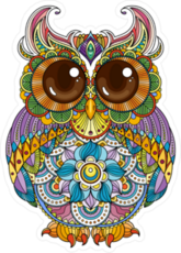 Zendoodle Ornate Owl Sticker