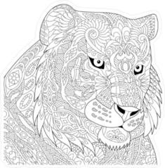 Zentangle Angry Tiger Head Sticker