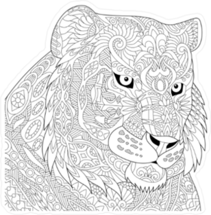 Zentangle Angry Tiger Head Sticker