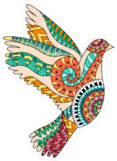 Zentangle Bird Hippie Sticker