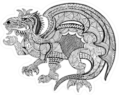 Zentangle Dragon Sticker