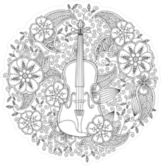 Zentangle Floral Violin Sticker