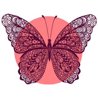 Zentangle Henna Butterfly Illustration Sticker