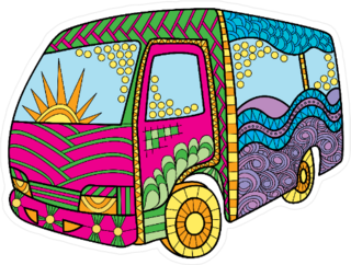 Zentangle Hippie Bus Sticker