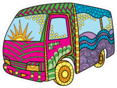 Zentangle Hippie Bus Sticker