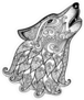 Zentangle Howling Wolf Sticker