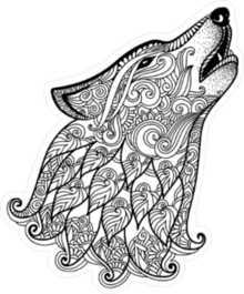 Zentangle Howling Wolf Sticker