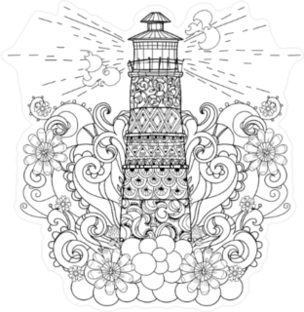 Zentangle Lighthouse Sticker