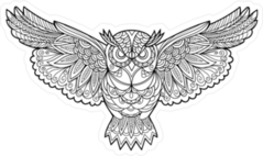 Zentangle Line Art Owl Sticker