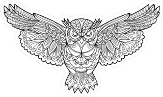 Zentangle Line Art Owl Sticker