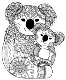 Zentangle Mother and Baby Koala Sticker