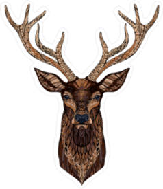Zentangle Style Deer Head Sticker