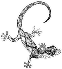 Zentangle Style Gecko Lizard Sticker