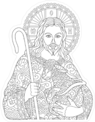 Zentangle Style Jesus Sticker