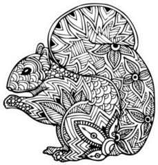 Zentangle Style Squirrel Sticker