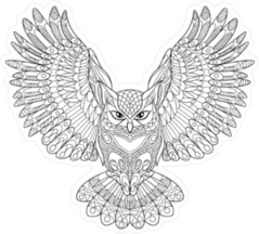Zentangle Stylized Cartoon Owl Sticker