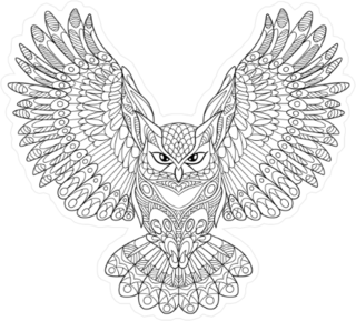 Zentangle Stylized Cartoon Owl Sticker
