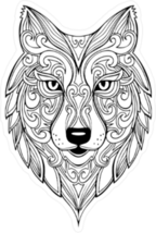 Zentangle Wolf Doodle Sticker