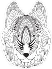 Zentangle Wolf Face Sticker