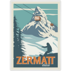 Zermatt Ski Resort Vintage Poster Sticker