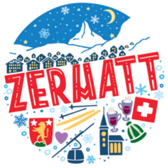 Zermatt Switzerland Round Winter Sticker