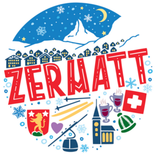 Zermatt Switzerland Round Winter Sticker