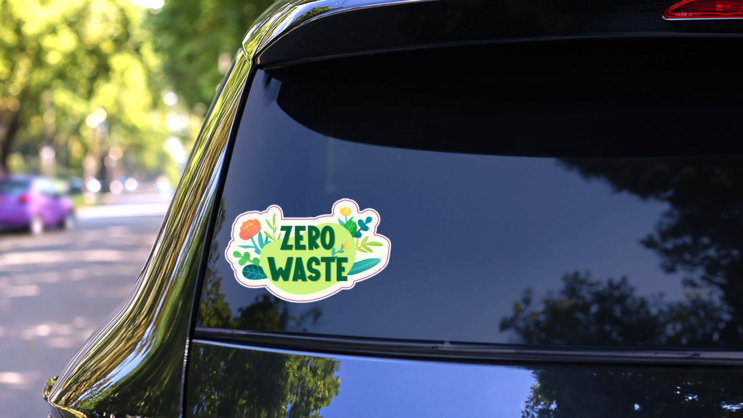 Zero Waste, Flowers and Plants Sticker on a Rear Car Window (New) example