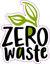 Zero Waste Logo With Green Leaves Sticker